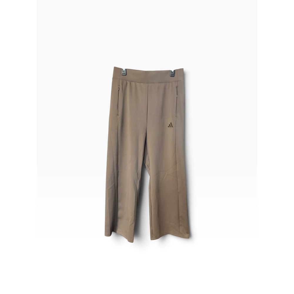 Adidas Sportswear ZNE Premium Pants Womens Large Taupe Brown Wide Leg Cropped